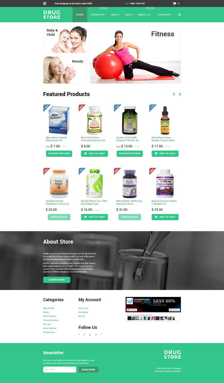 Health Care Drug store Shopify Theme #57948
