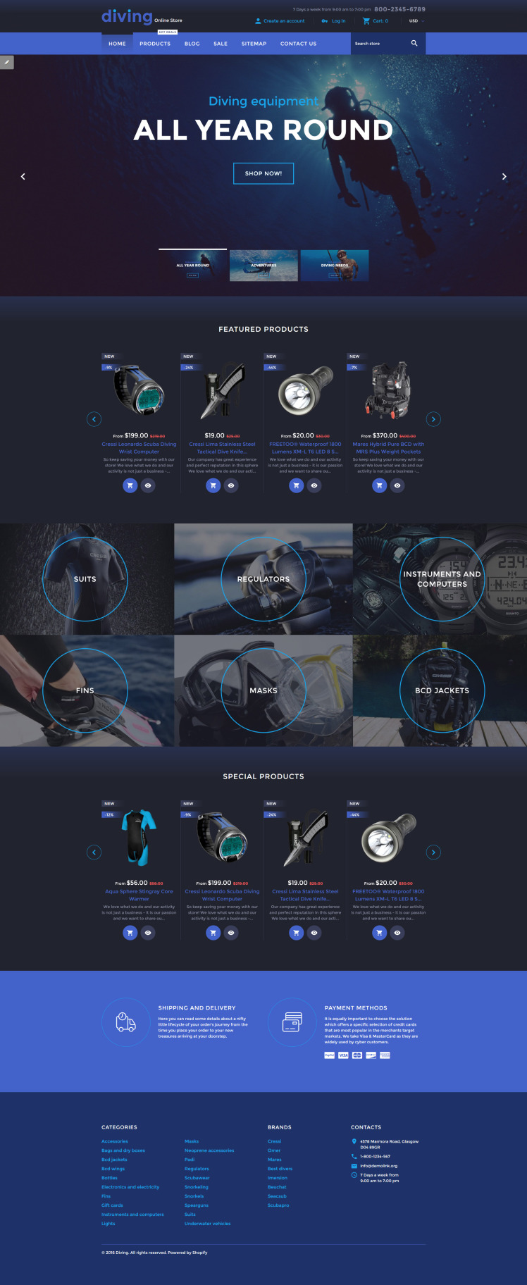 Diving Online Store Shopify Themes