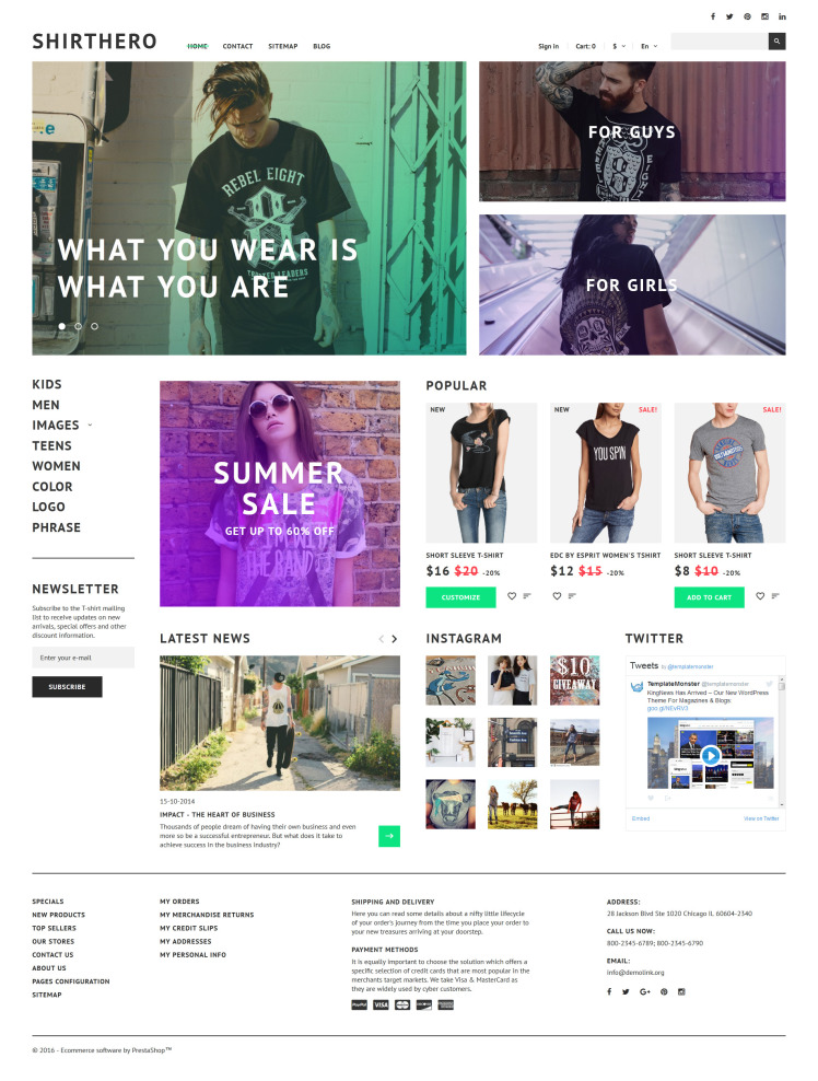 ShirtHero Tshirt PrestaShop Themes