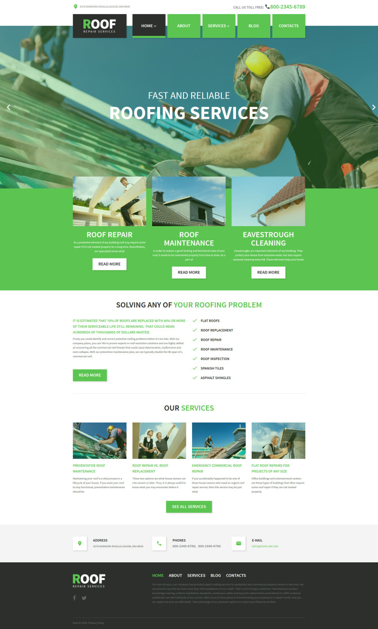 Roof Repair WordPress Themes