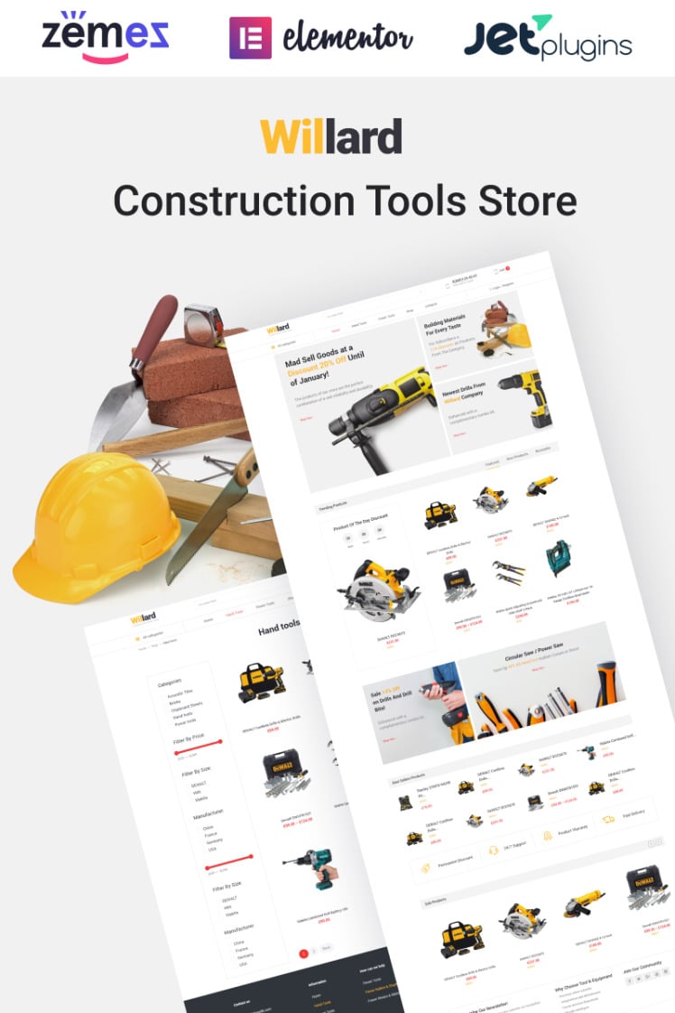Willard Construction Tools Store Multipurpose ECommerce Clean Elementor WooCommerce Theme