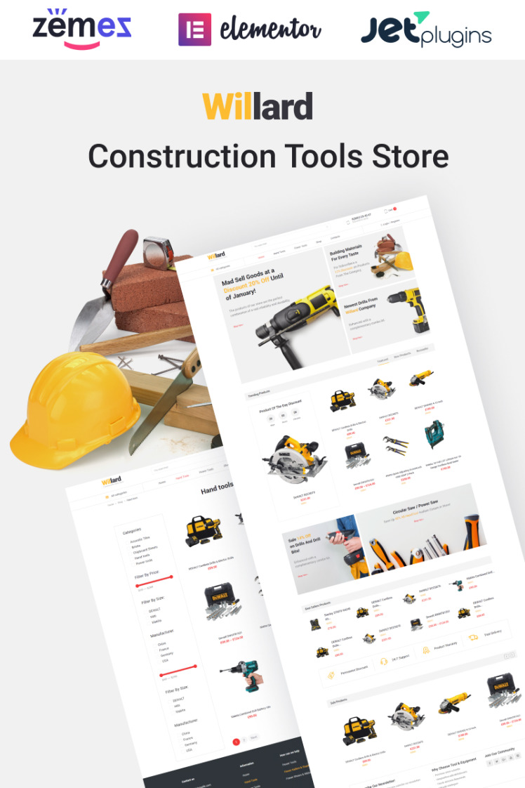 Willard Construction Tools Store Multipurpose ECommerce Clean Elementor WooCommerce Themes