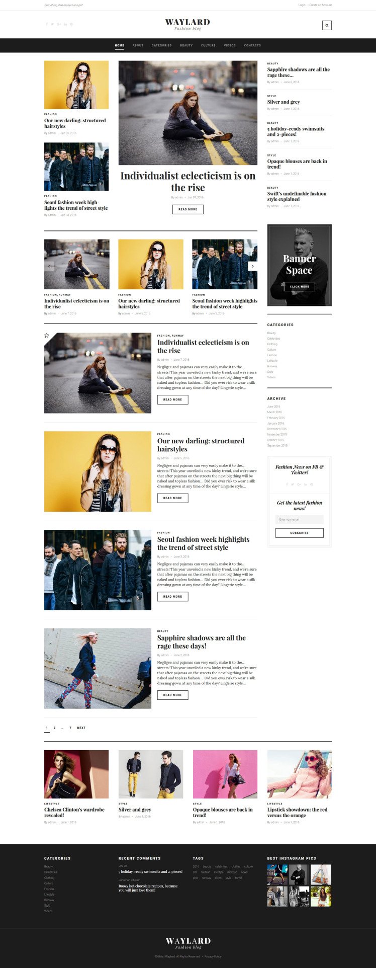 Waylard Fashion Blog Magazine WordPress Themes