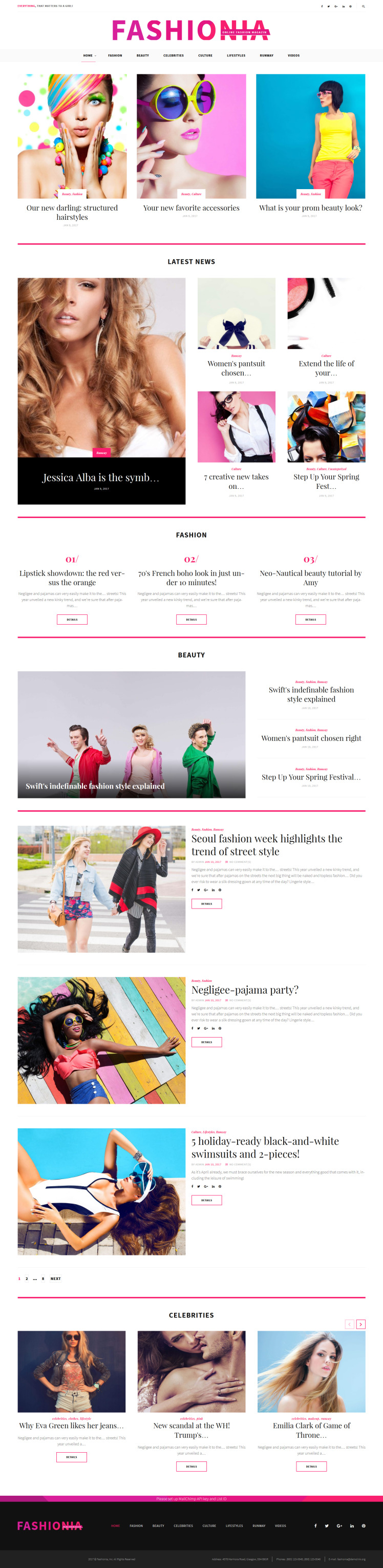 Fashionia Online Fashion Magazine Responsive WordPress Theme