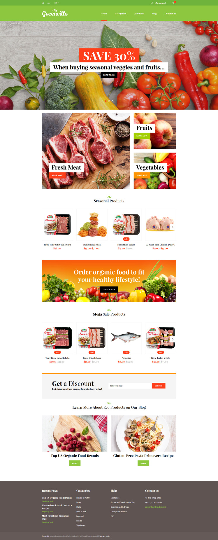 Greenville Organic Food Restaurant WooCommerce Theme