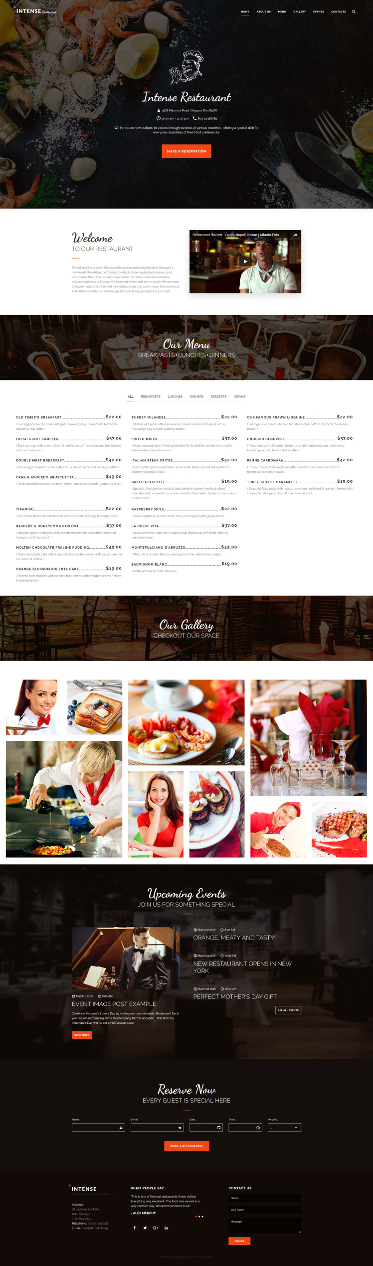 INTENSE Restaurant Website Template #59048