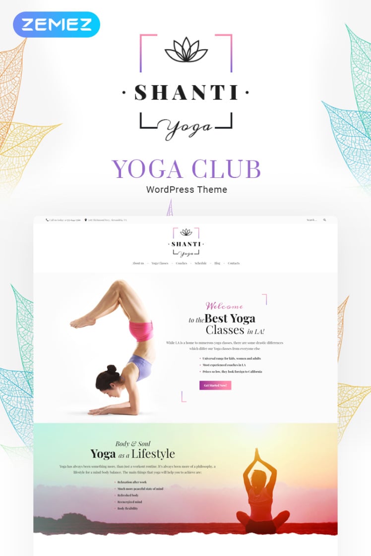 Shanti - Yoga Studio WordPress Theme #59009