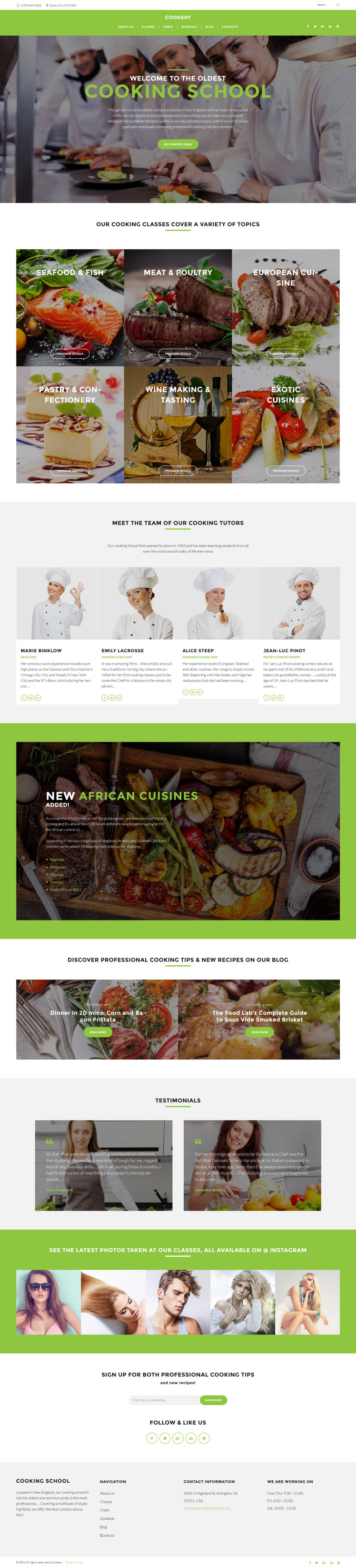 Cooking - Culinary School Responsive WordPress Theme #60130