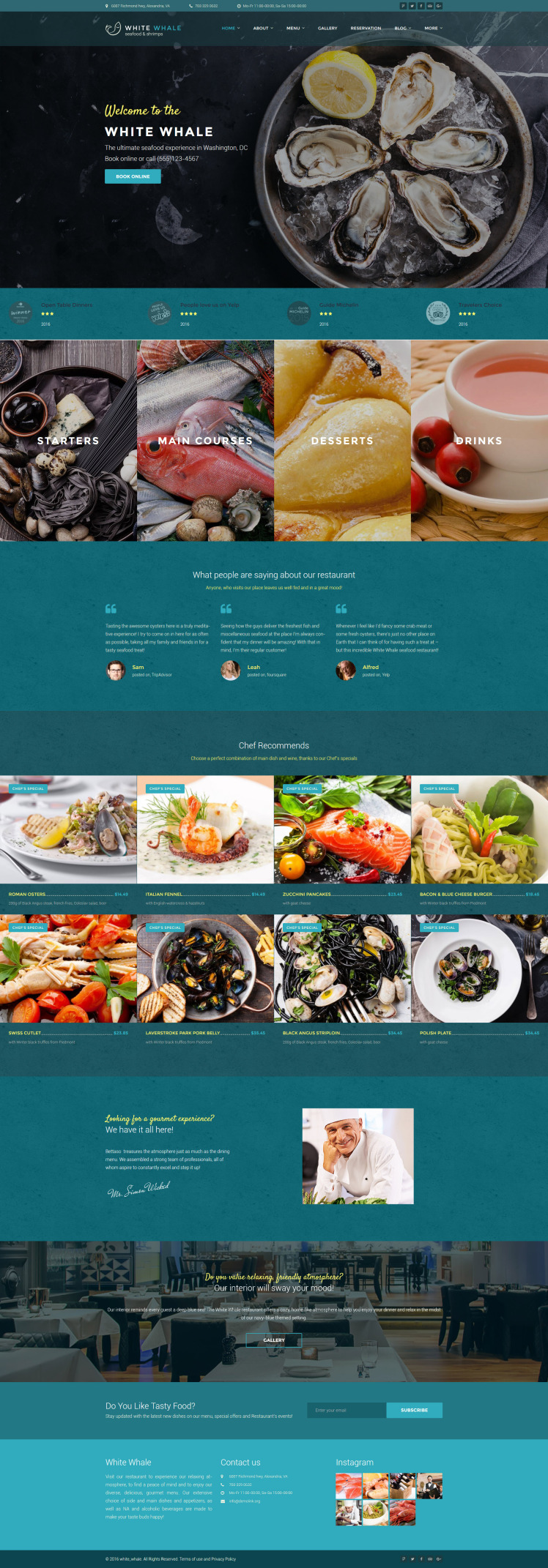 White Whale - Seafood Restaurant WordPress Theme #60114