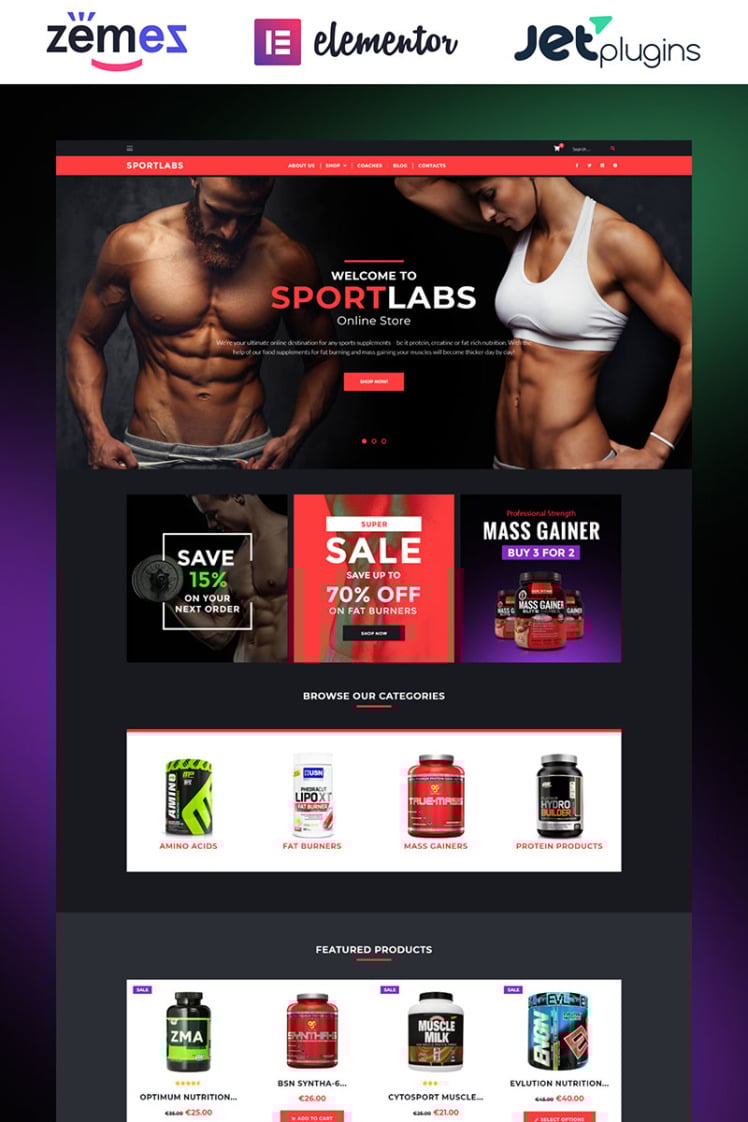 SportLabs Sport Nutrition WooCommerce Theme