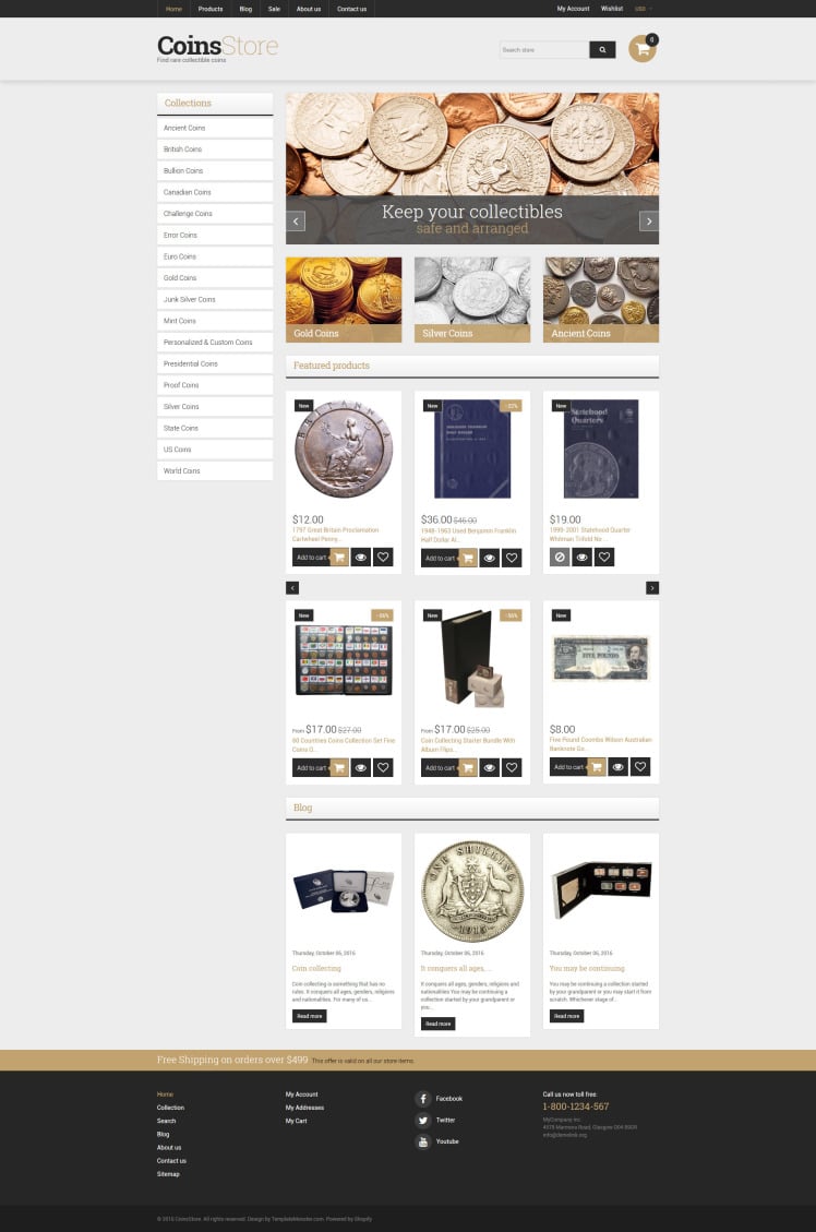 Collectible Coins Supplies Shopify Theme