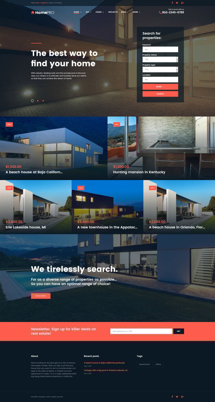 HomePro Real Estate Portal WordPress Themes