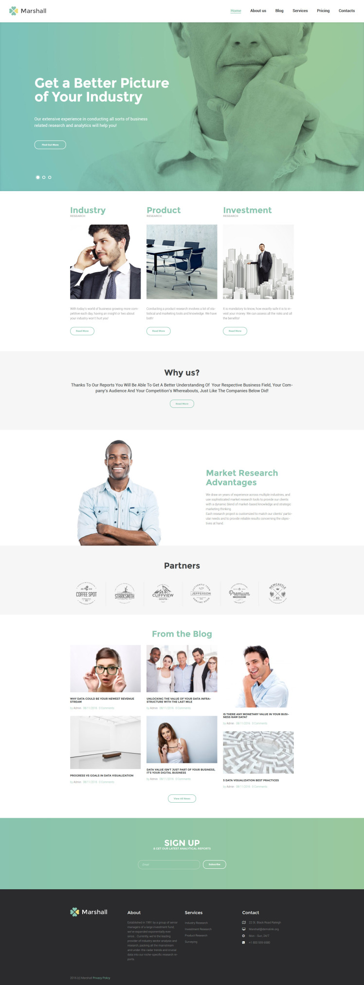 Marshall Business Analysis and Market Research Agency WordPress Theme