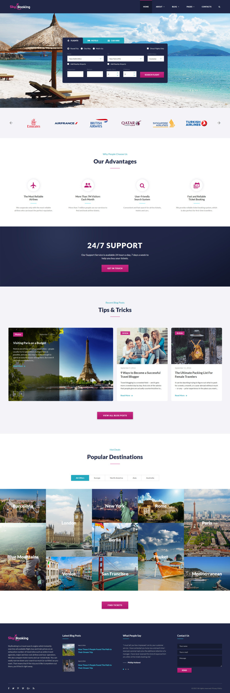 SkyBooking - Flight Booking HTML5 Website Template #61270