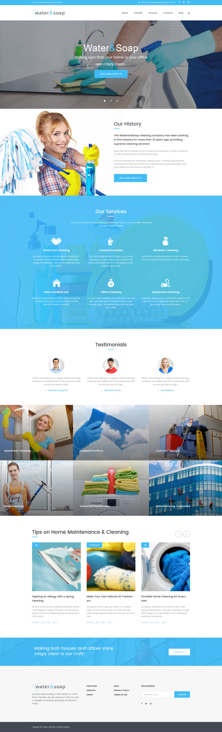 Water And Soap Cleaning Service Company WordPress Theme