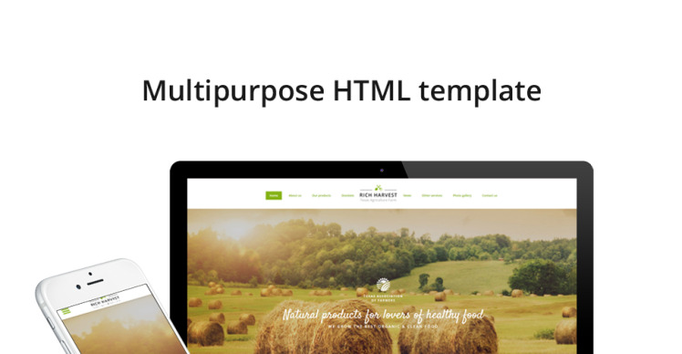 Rich Harvest - Agriculture Farm Responsive Multipage Website Template ...