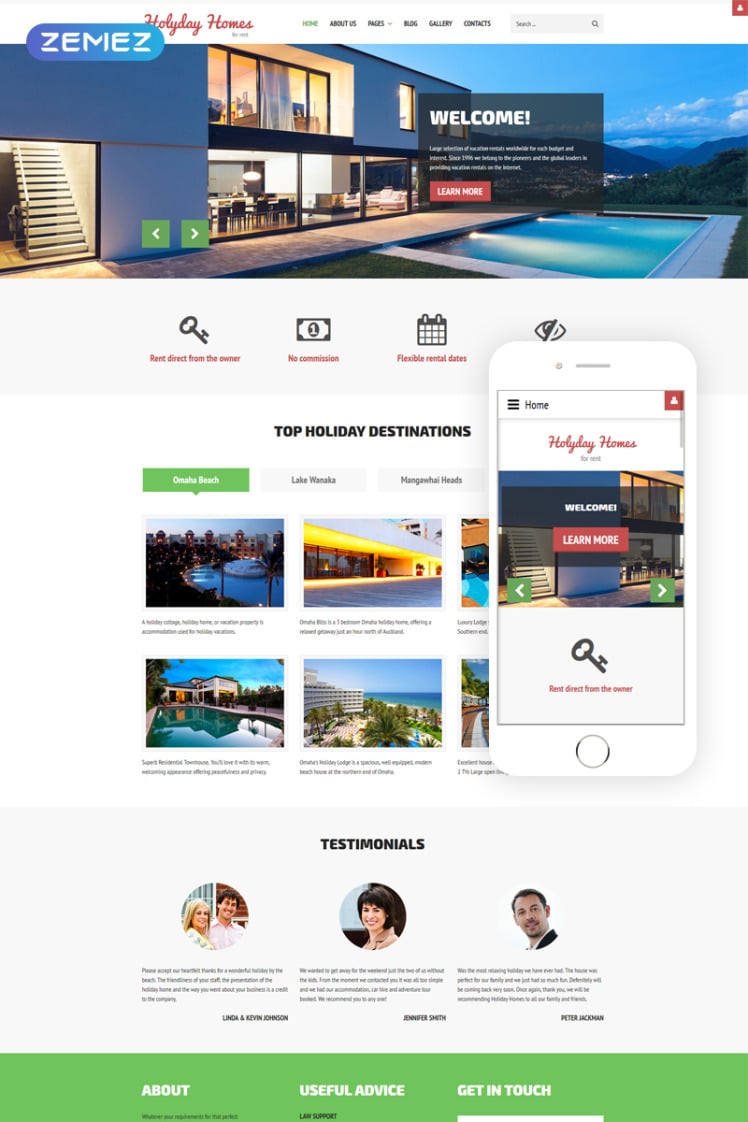 Holiday Homes Real Estate Multipage Clean Joomla Templates