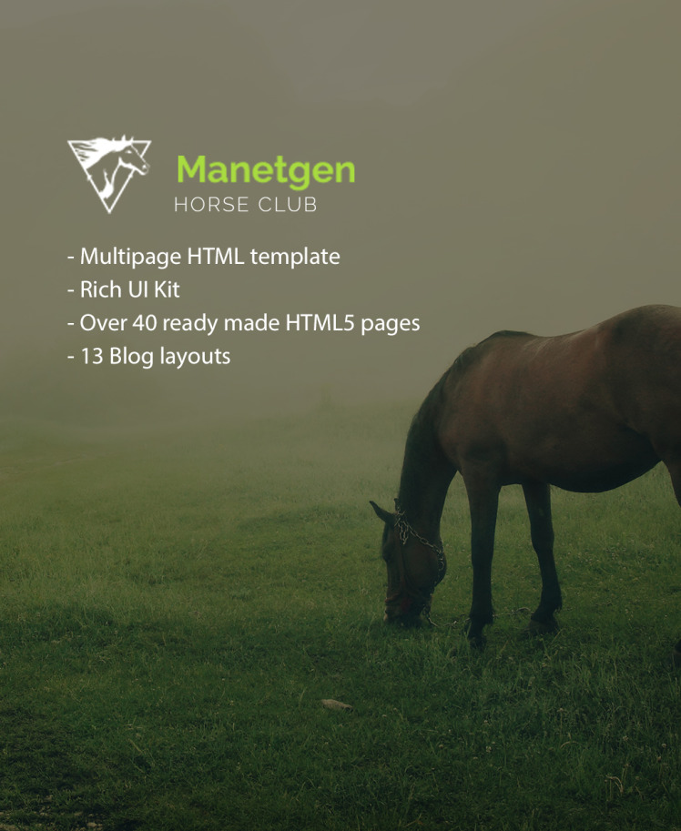 Manetgen - Horse Riding Responsive Multipage Website Template #61392