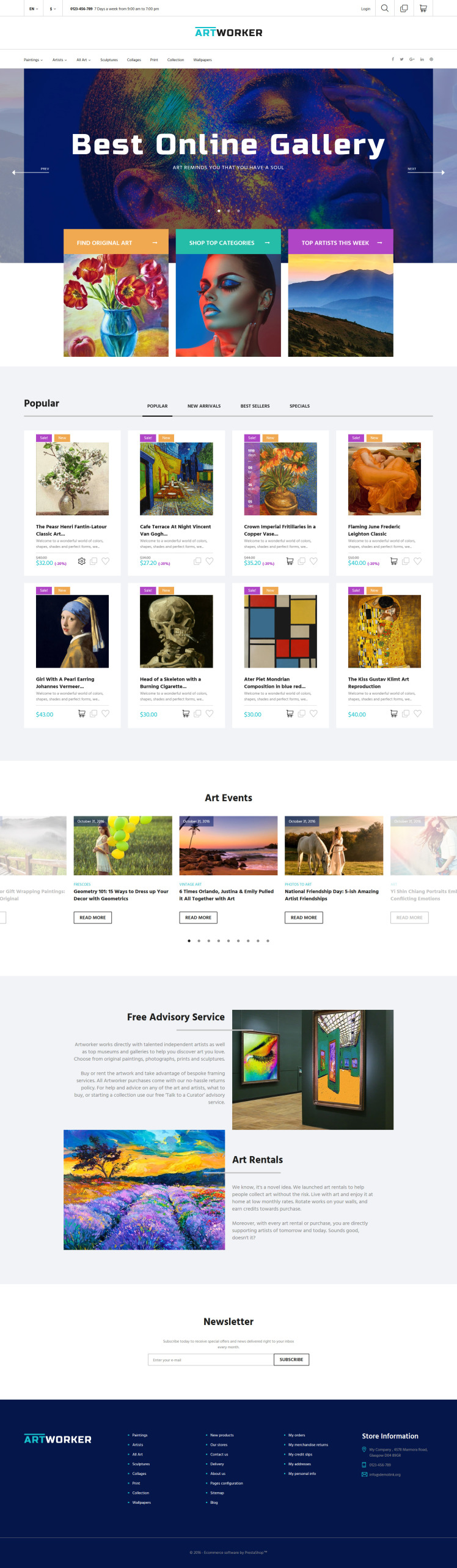 Artworker Online Gallery Artist Portfolio PrestaShop Theme