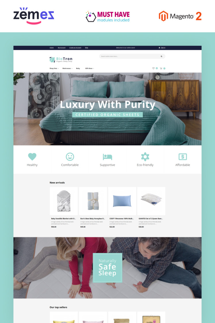 BioTron Organic Sleep Supplies Shop Responsive Magento Themes