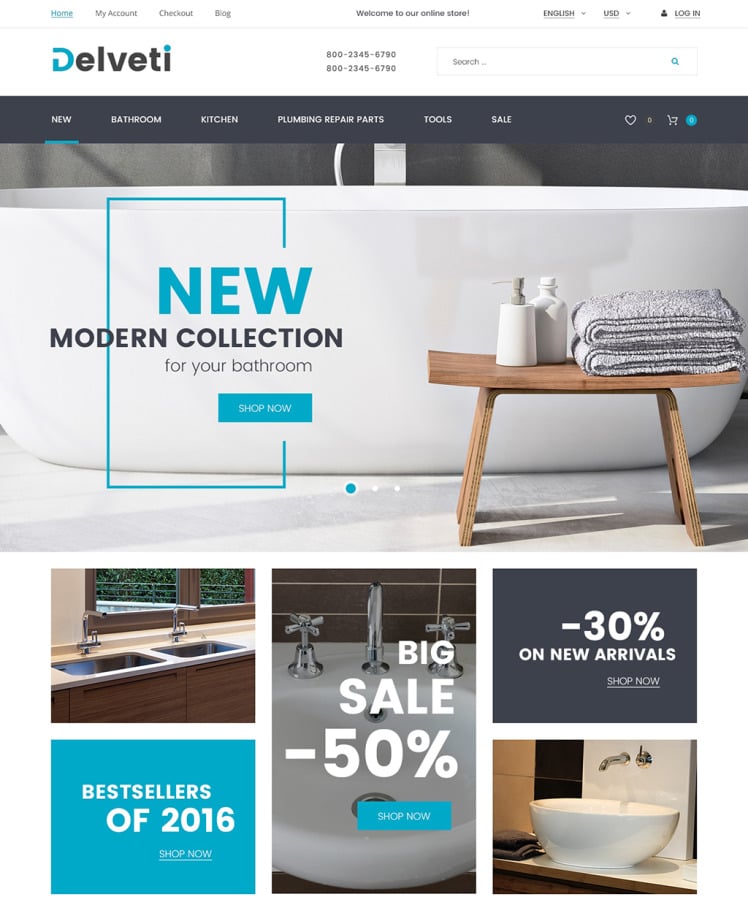 Delveti Plumbing Supplies Magento Themes