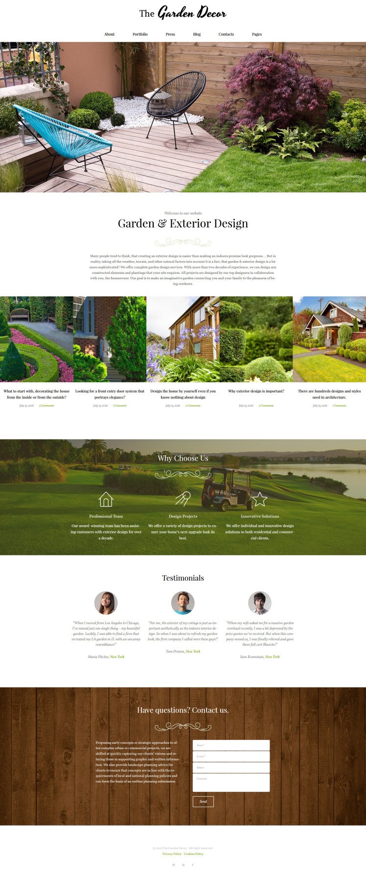 Garden Decor And Exterior Design Responsive WordPress Themes