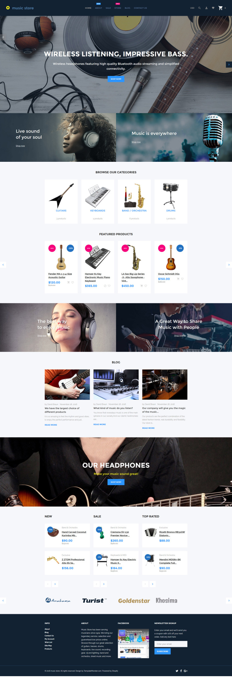 Music Store Audio Music Store Shopify Theme #62062