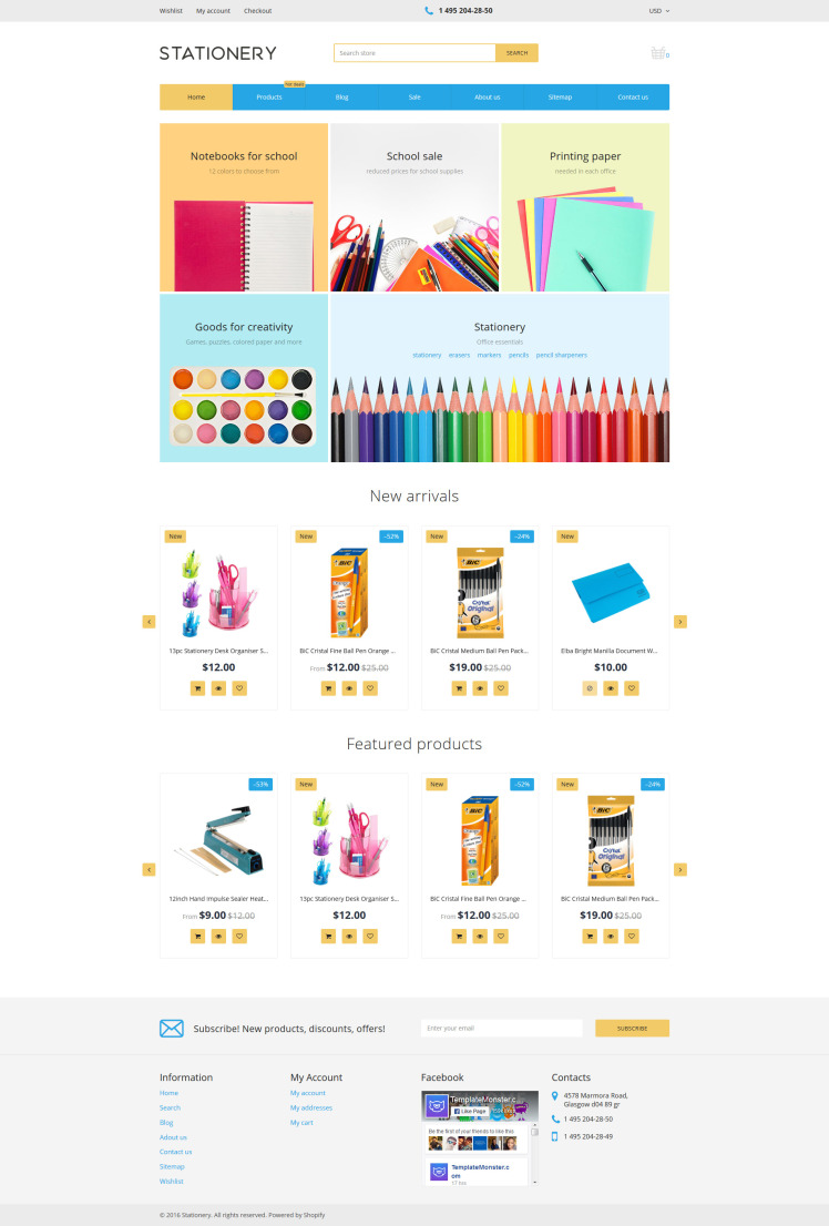 Stationery Stationery Store Responsive Shopify Theme #62078