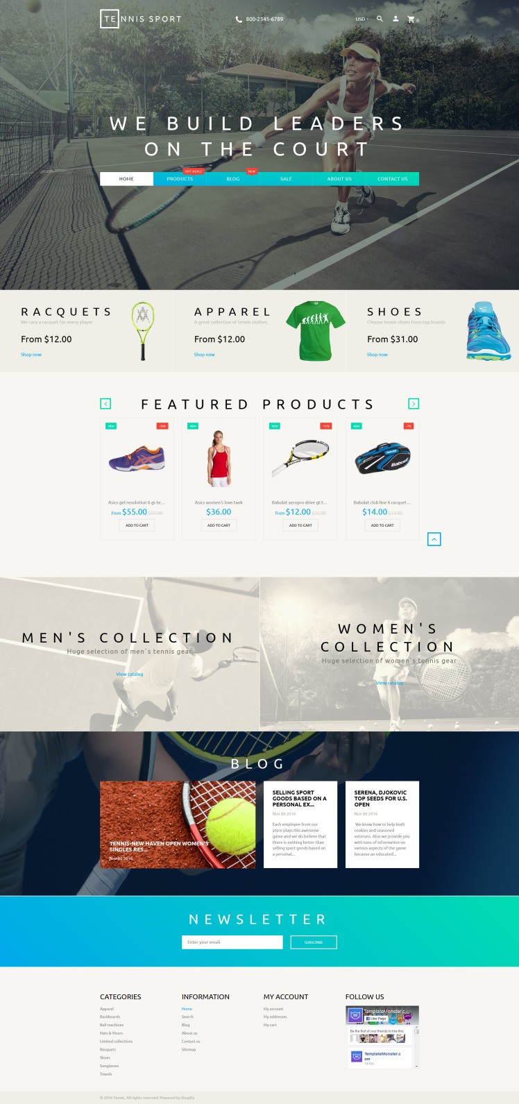 Tennis Sport Sport Clothes Tennis Supplies Shopify Theme #62004