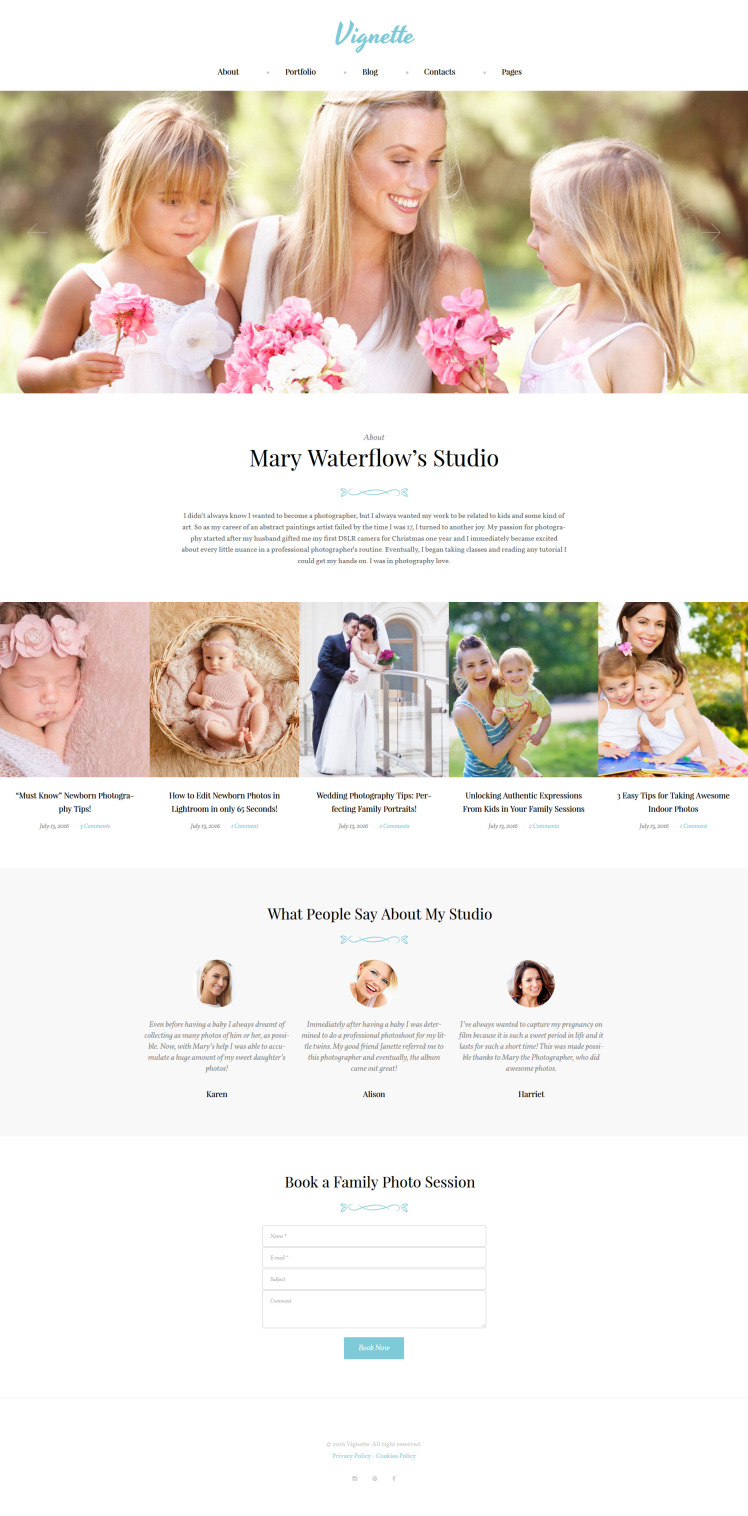 Vignette Family Photographer Portfolio WordPress Theme