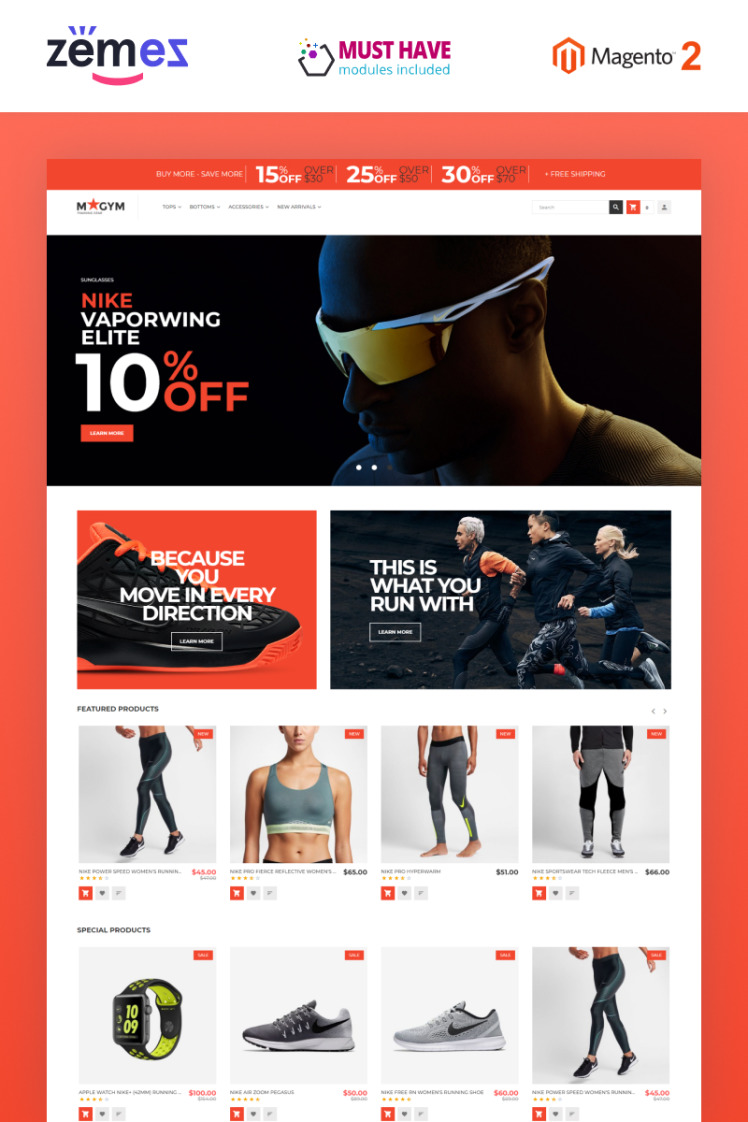 MyGym Sports Training Gear Store Theme Magento Themes