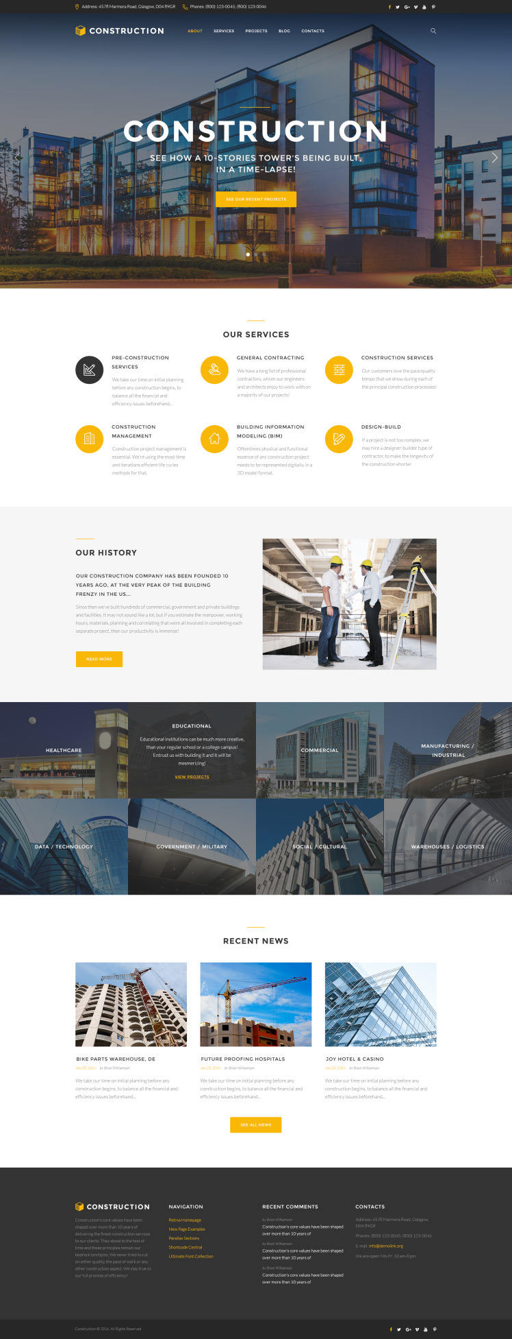 Construction Company HTML5 Website Template #62269