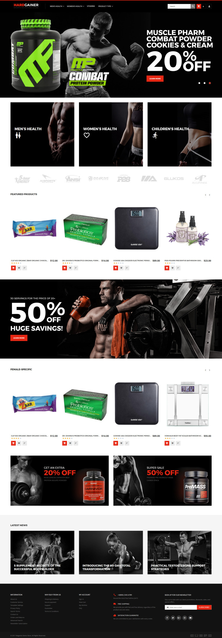 Hard Gainer Sports Nutrition Store Responsive Magento Themes