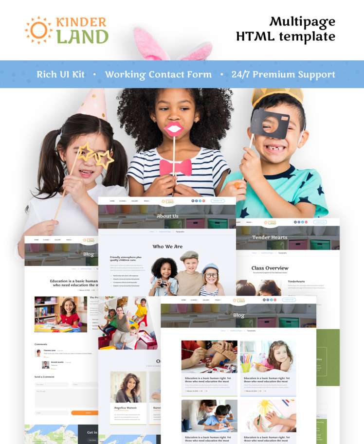 Kinder Land - Kids Center Responsive HTML5 Website Template #62263