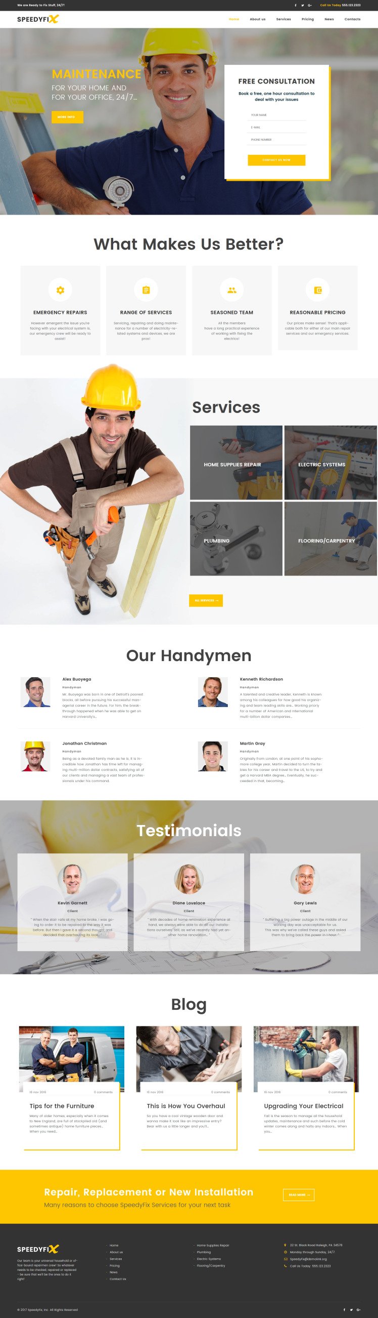 SpeedyFix Handyman Services WordPress Theme