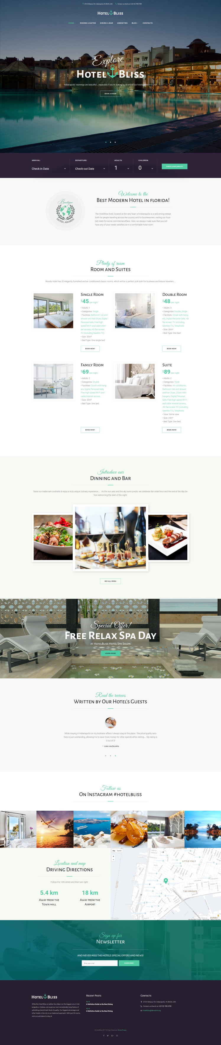 HotelBliss Spa Resort Hotel WordPress Theme