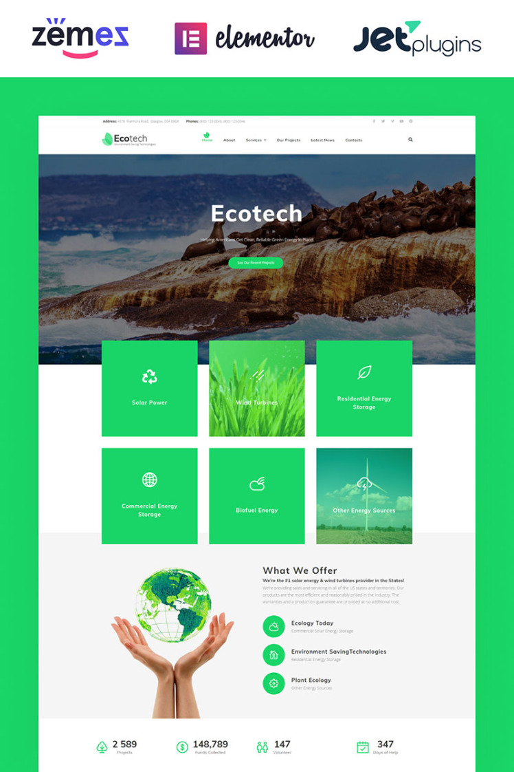 EcoTech Environment Saving Technologies Elementor WordPress Theme