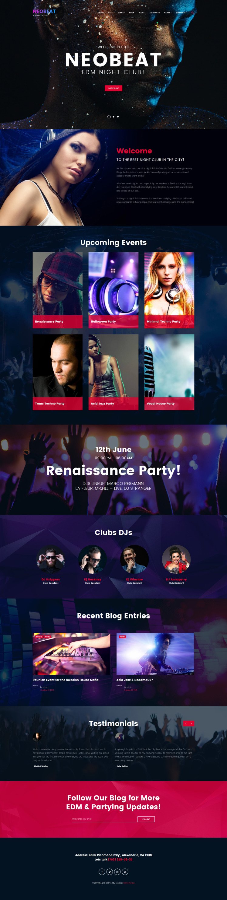 Neobeat - Night Club & Entertainment WordPress Theme #63497