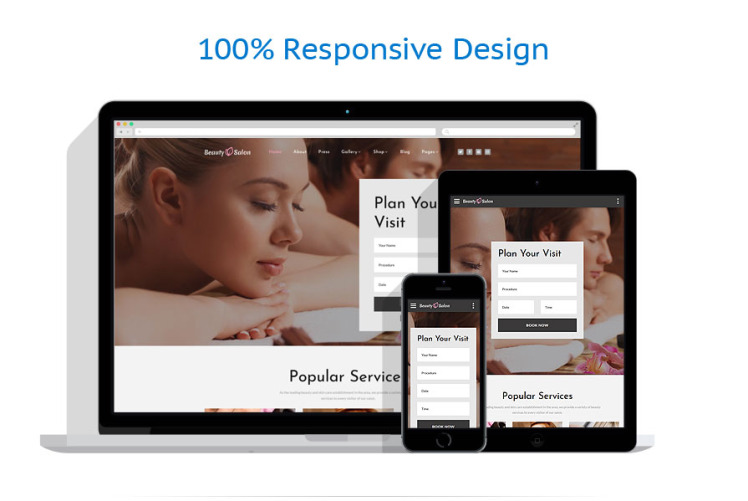 Beauty Salon Responsive Multipage Website Template #63505