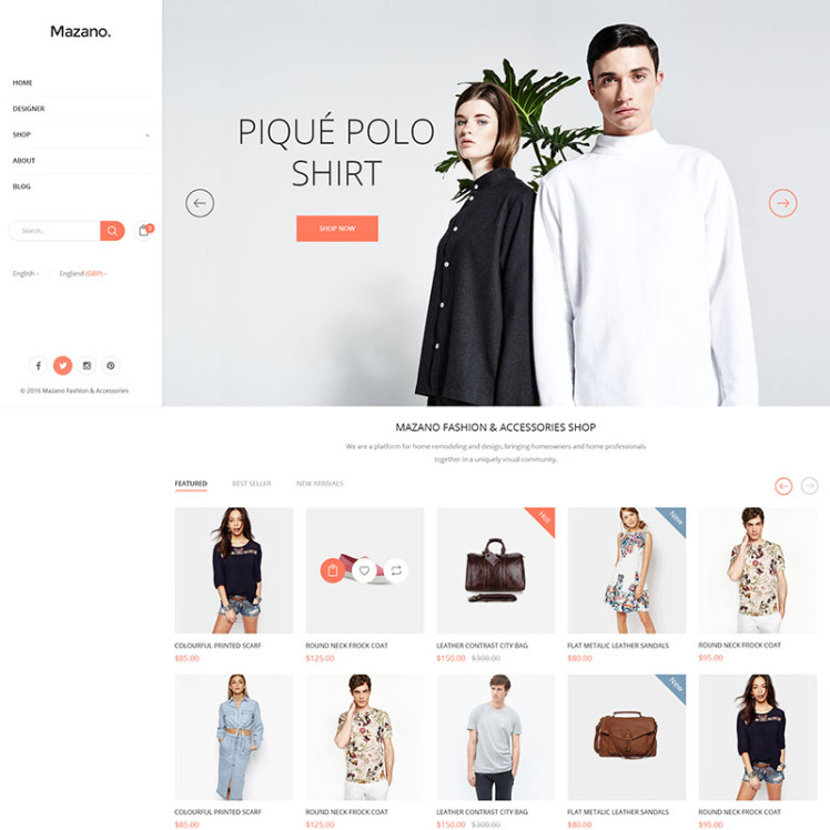 Mazano Responsive Minimalist Fashion Furniture Shopify Theme #63878