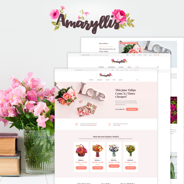 Amaryllis Flower Shop WooCommerce Theme
