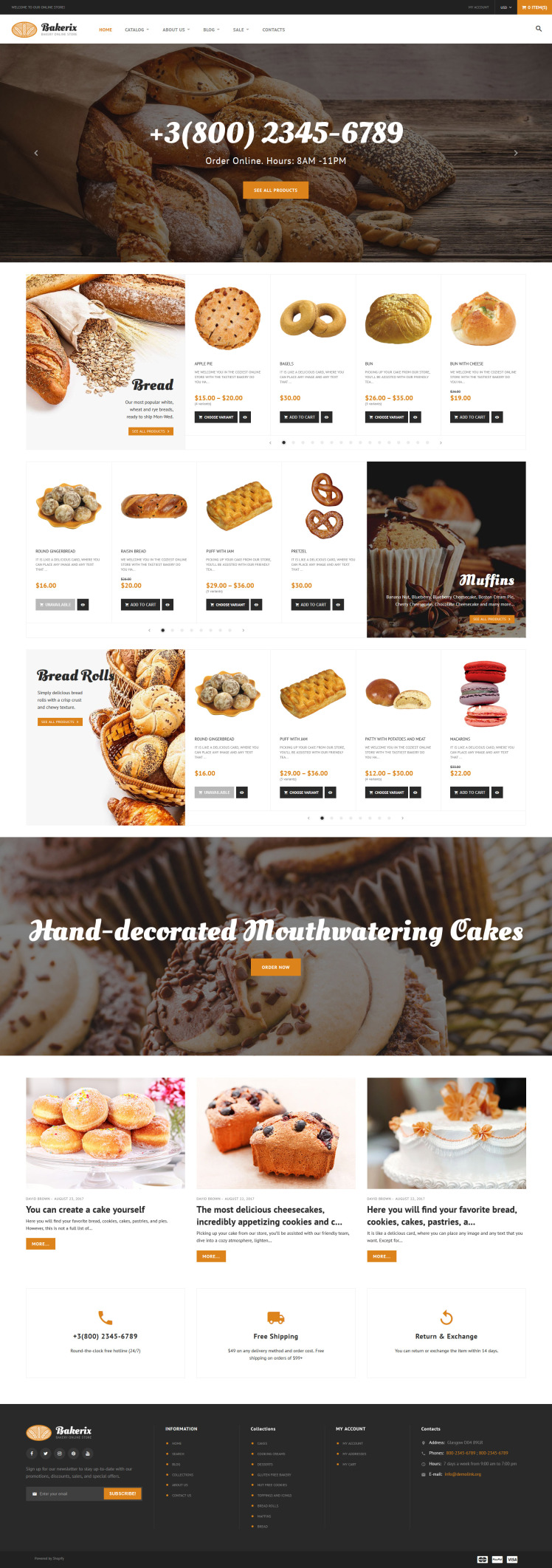 Bakery Responsive Online Store Shopify Theme #64056