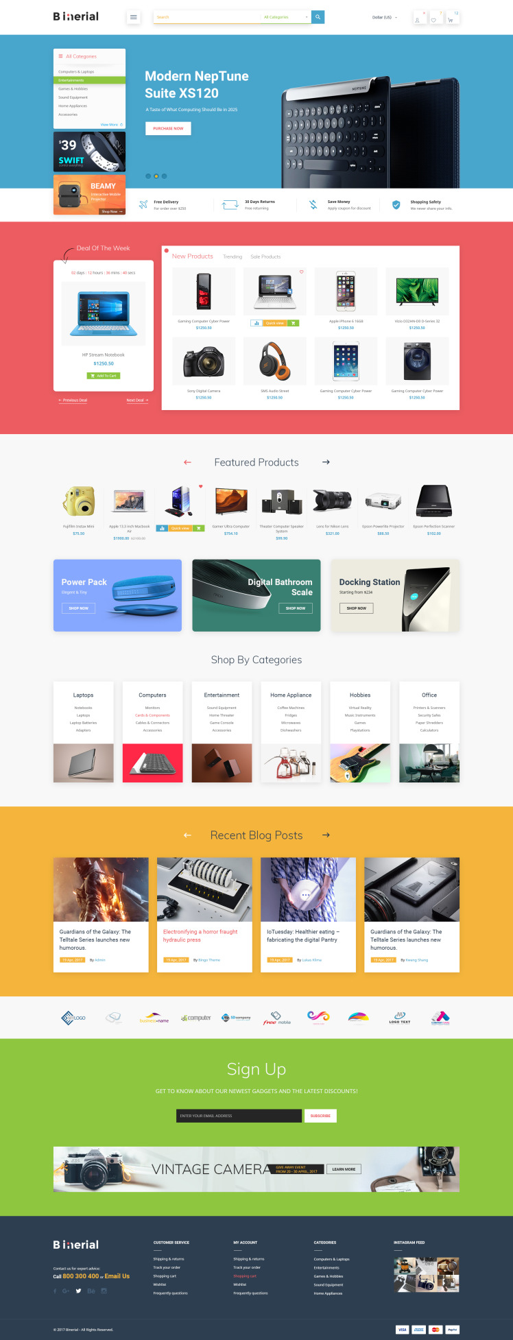 Binerial Material Electronic Shopify Theme #64078
