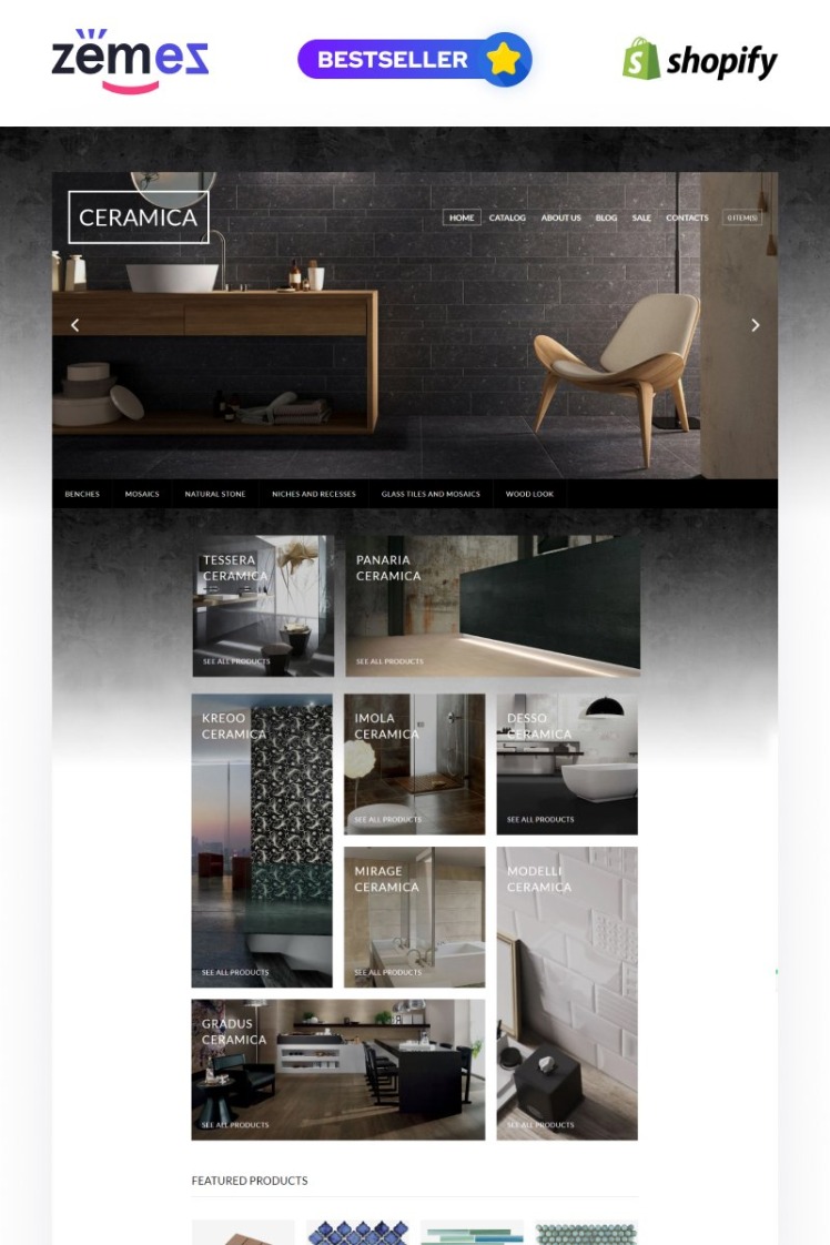 Ceramica Tile Stone Responsive eCommerce Shopify Theme #64027
