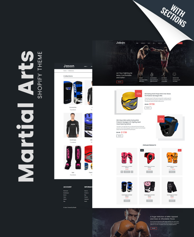 Martial Arts Responsive Shopify Theme #64086