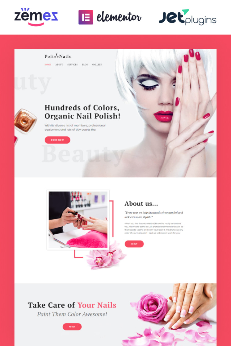 Poli Nails Nail Salon with Great Widgets and Elementor WordPress Theme