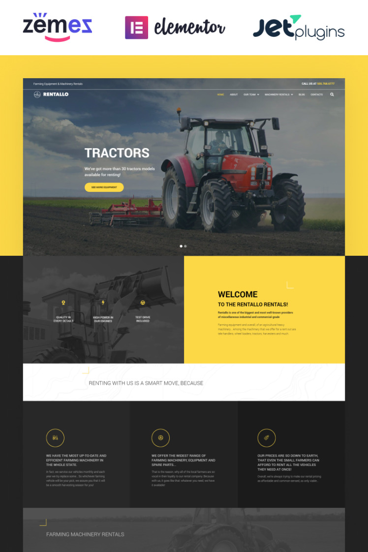 Rentallo Farming Equipment Machinery Rentals WordPress Themes