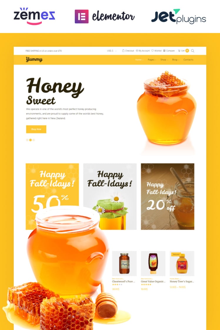 Yummy Honey Store WooCommerce Theme