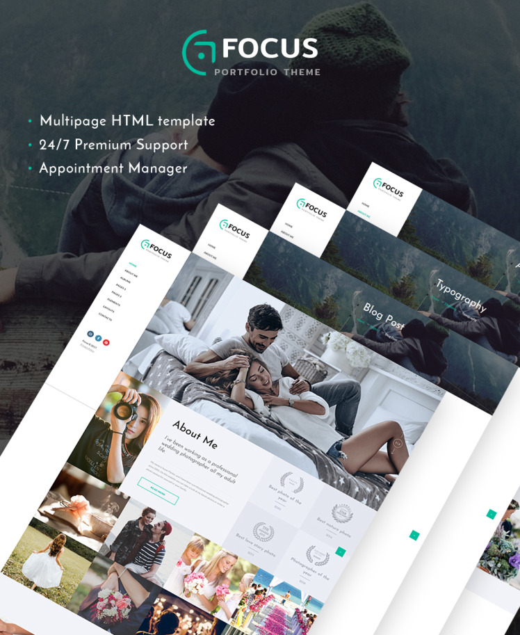 Focus Photographer Portfolio Website Template 64607