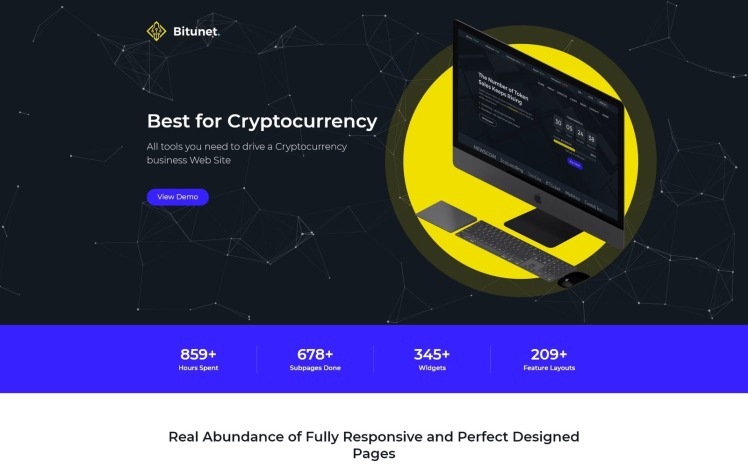 Bitunet - Cryptocurrency WordPress Elementor Theme WordPress Theme #64787